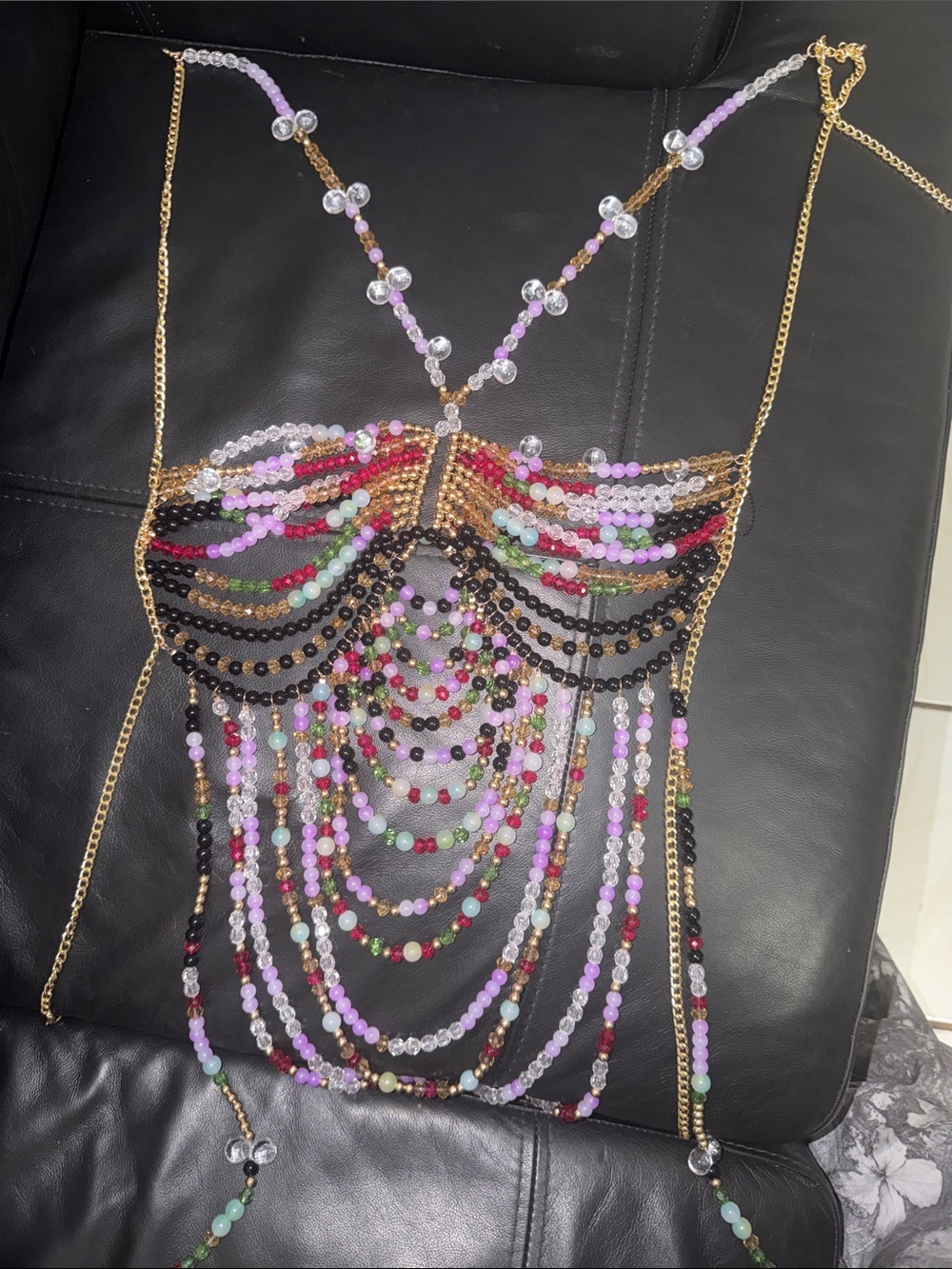 Beaded Multi-Color Chain Crop Top